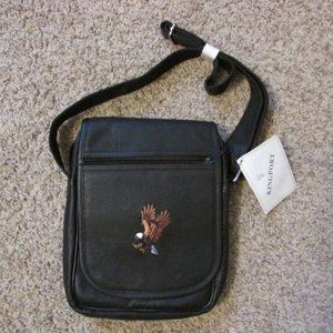 NWT Eagle Landing Black Leather Shoulder Body Cross Over Bag Totebag Purse 11X9